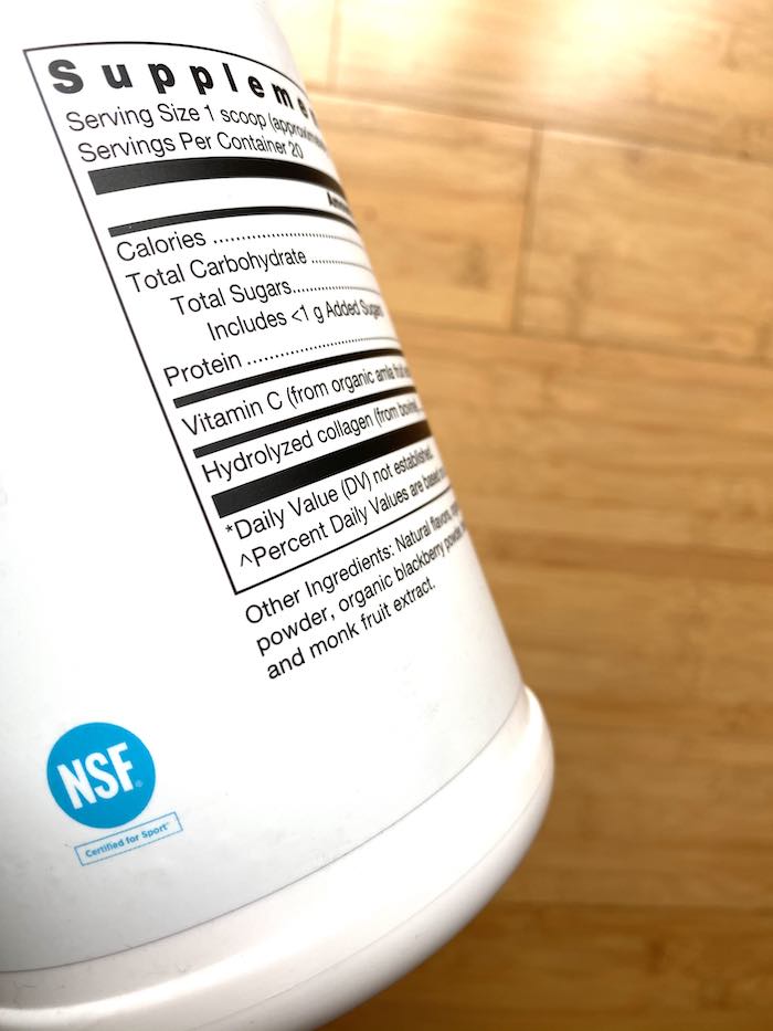 supplement label with old NSF certified for sport logo