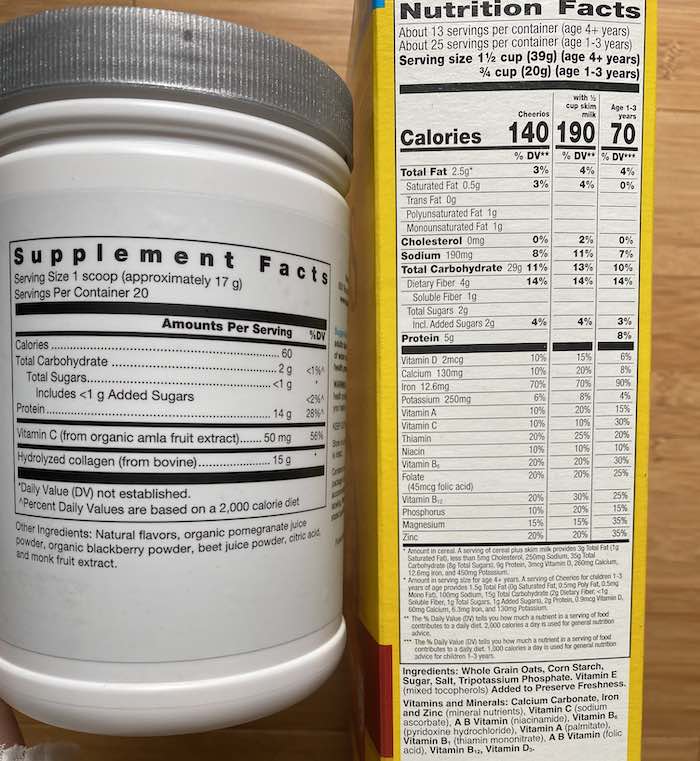 supplement facts vs nutrition facts labels